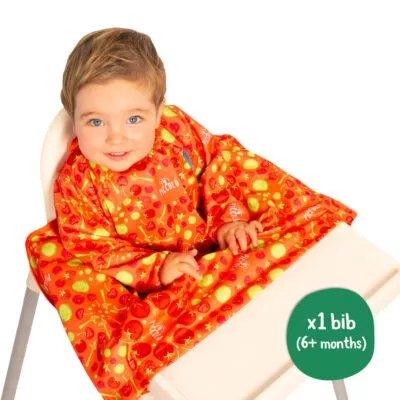 Piccolo x Bibado Red Coverall Weaning Bib